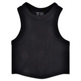 Cropped Ribbed Racerback Tank | Black