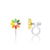 Rainbow Daisy Clip On Earrings