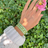 Green WWJD Embroidered Bracelet