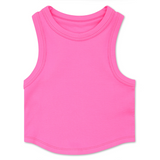 Cropped Ribbed Racerback Tank | Bright Pink