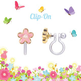 Pink Fancy Flower Clip On Earrings