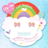 Pretty Pink Bow Clip On Earrings