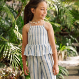 Isla Smocked Tank | White Stripe