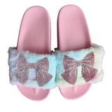 Plush Bow Slipper Slides