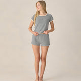 Pointelle Navy Stripe Shorts