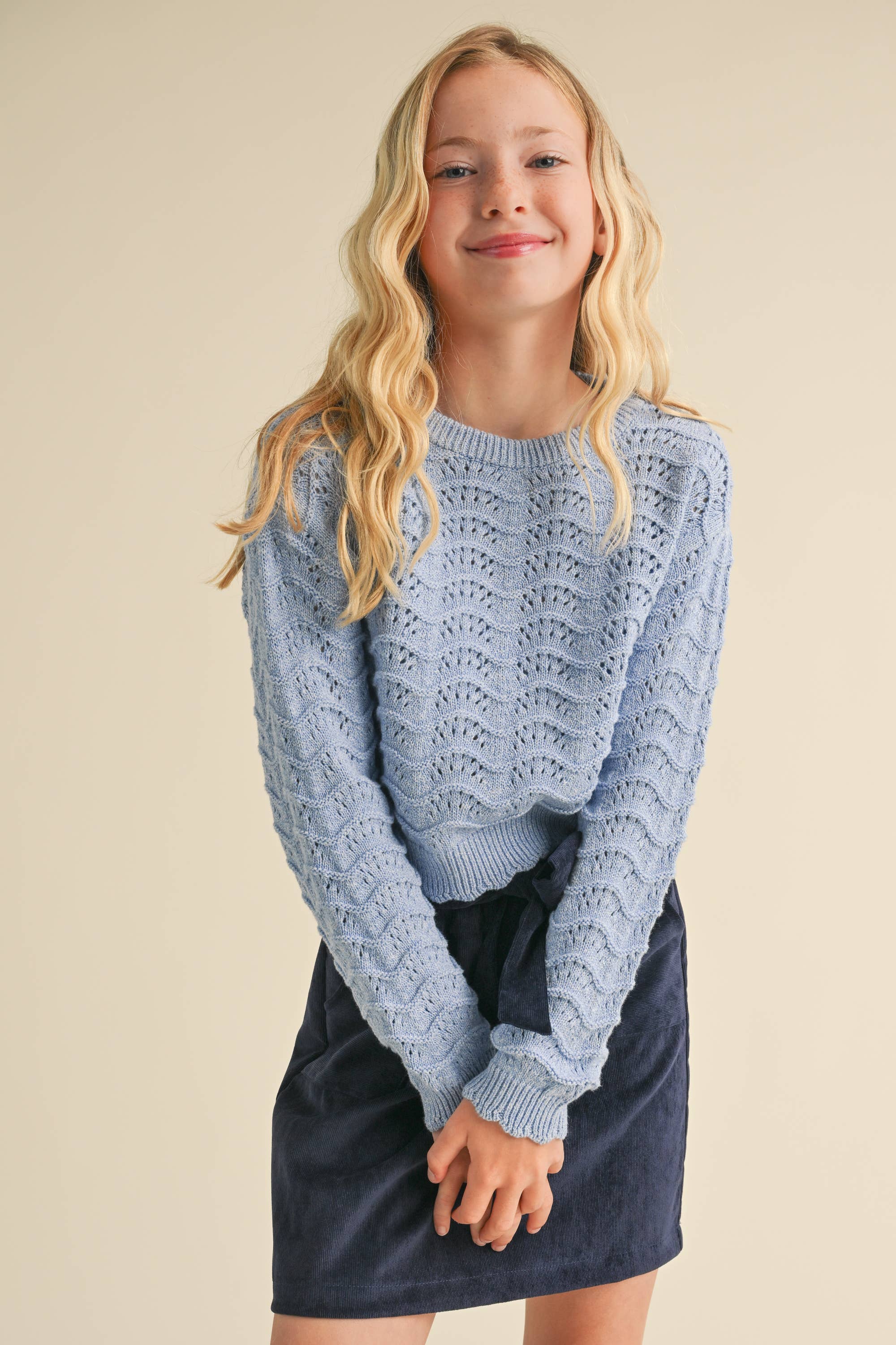 Wavy Pointelle Sweater