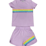 Lavender Rainbow Sequin Short Set | Lola + The Boys