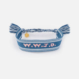 Blue WWJD Embroidered Bracelet