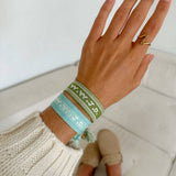 Green WWJD Embroidered Bracelet