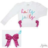 Holly Jolly Sequin LS Tee | White Velvet