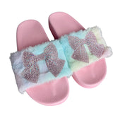 Plush Bow Slipper Slides
