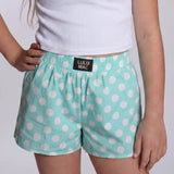 LULU MAC Shorts | Mint Polka Dot