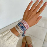 Pink WWJD Embroidered Bracelet