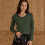 Forest Green Ribbed Long Sleeve Tee