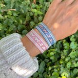 Blue WWJD Embroidered Bracelet