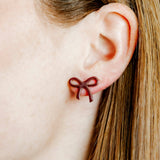 Kylie Bow Earrings - Maroon
