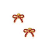 Screwback Stud Earrings - Sadie Bow Maroon