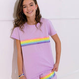 Lavender Rainbow Sequin Short Set | Lola + The Boys