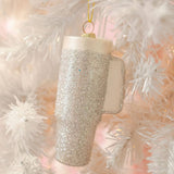 Silver Glitter Trendy Tumbler Ornament