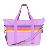 Purple Retro Stripe Puffer Bag