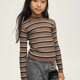 Mocha Stripe Mock-neck