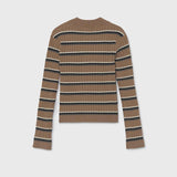 Mocha Stripe Mock-neck