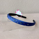 Thin Satin Headband—Navy