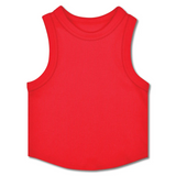 Cropped Ribbed Racerback Tank | Red