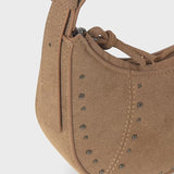 Studded Crescent Shoulder Bag | Mocha