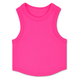 Cropped Ribbed Racerback Tank | Hot Pink