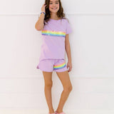 Lavender Rainbow Sequin Short Set | Lola + The Boys