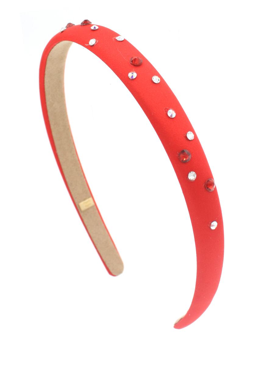 Thin Satin Headband in Red