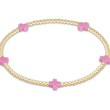 eGirl Signature Cross Small 2mm Gold Bracelet | Bright Pink