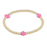 eGirl Signature Cross 3mm Gold Bracelet | Bright Pink