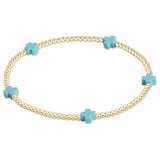 eGirl Signature Cross Small 2mm Gold Bracelet | Turquoise