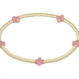 eGirl Signature Cross Small 2mm Gold Bracelet | Pink