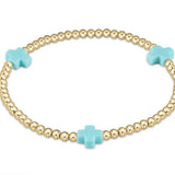 eGirl Signature Cross 3mm Gold Bracelet | Turquoise