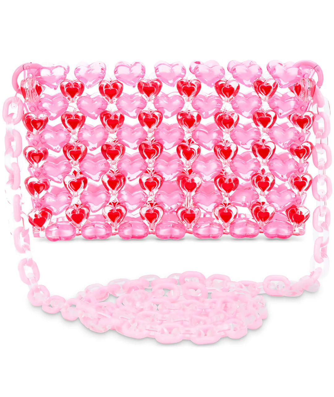 Pink Hearts Beaded Crossbody