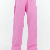 Wide Leg Fleece Pants w/ embroidered smiley