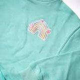 XOXO by Magpies Embroidered Rainbow Crew Neck | Soft Aqua