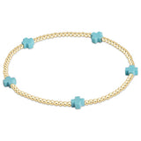 egirl Signature Cross Small Gold Pattern 2mm Bead Bracelet | Turquoise