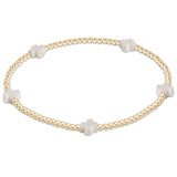egirl Signature Cross Small Gold Pattern 2mm Bead Bracelet | Off-White