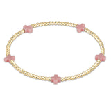egirl Signature Cross Small Gold Pattern 2mm Bead Bracelet | Pink