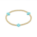 egirl Signature Cross Gold Pattern 3mm Bead Bracelet | Turquoise