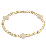 egirl Signature Cross Gold Pattern 3mm Bead Bracelet | Off-White