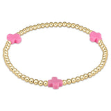 egirl Signature Cross Gold Pattern 3mm Bead Bracelet | Bright Pink