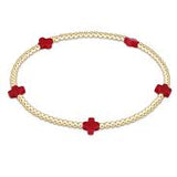enewton Signature Cross Small Gold Pattern 2mm Bead Bracelet | Red