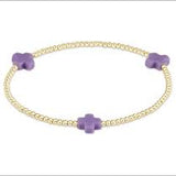 enewton Signature Cross Small Gold Pattern 2mm Bead Bracelet | Purple