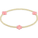 enewton Signature Cross Small Gold Pattern 2mm Bead Bracelet | Pink