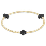 enewton Signature Cross Small Gold Pattern 2mm Bead Bracelet | Onyx